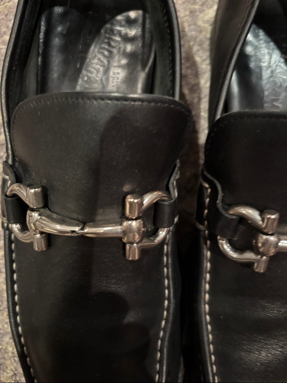 Salvatore Ferragamo Black Leather Metal Bit Loafers - Picture 4 of 14